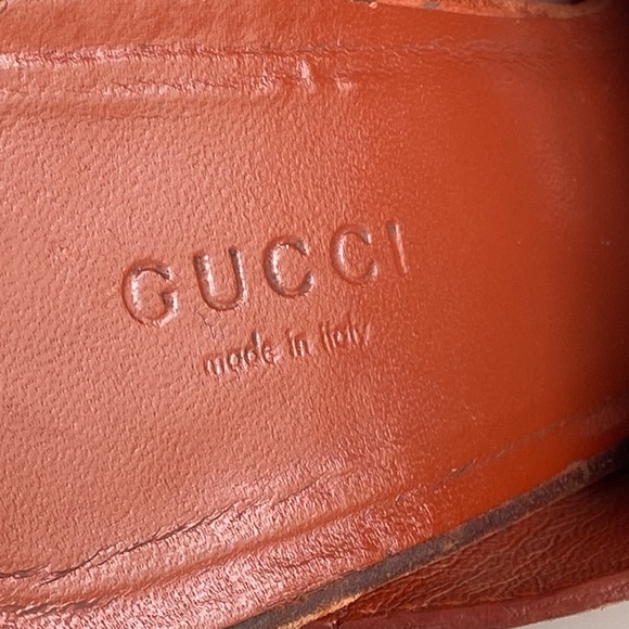 Gucci 6” wooden heels burnt orange suede upper with golden horsebit - Picture 10 of 16